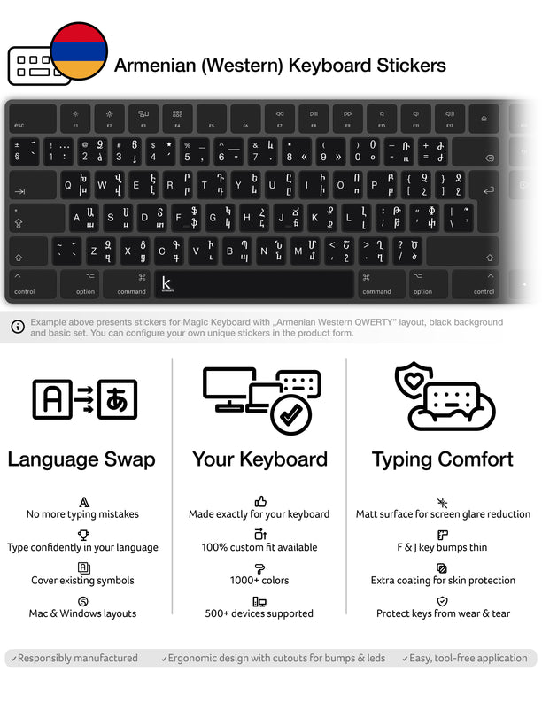 Armenian (Western) Keyboard Stickers