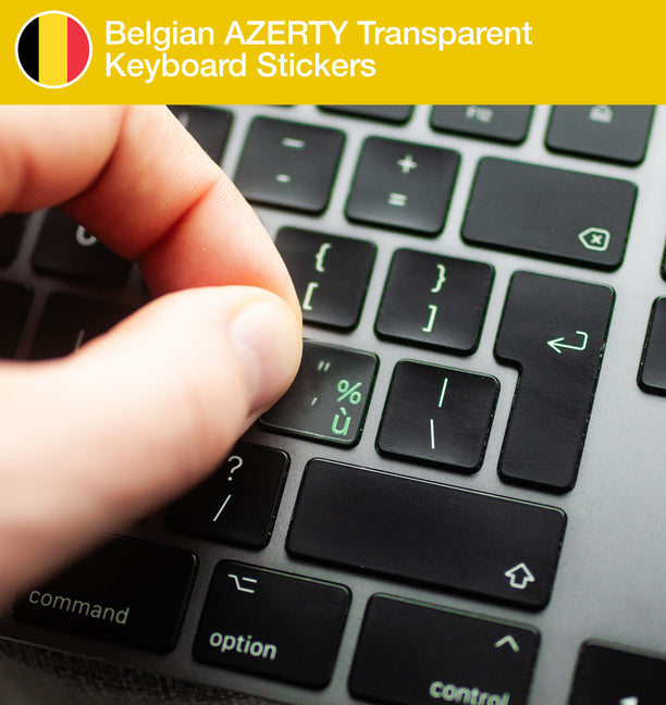 Belgian AZERTY Transparent Keyboard Stickers with Belgian keyboard layout