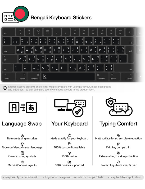 Bengali (Bangla) Keyboard Stickers