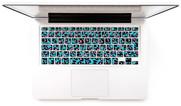 Blue Cheetah MacBook Keyboard Decal Stickers at Keyshorts.com