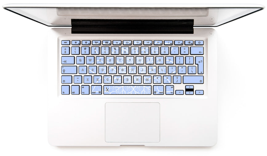 Bluish White Mandala MacBook Keyboard Stickers