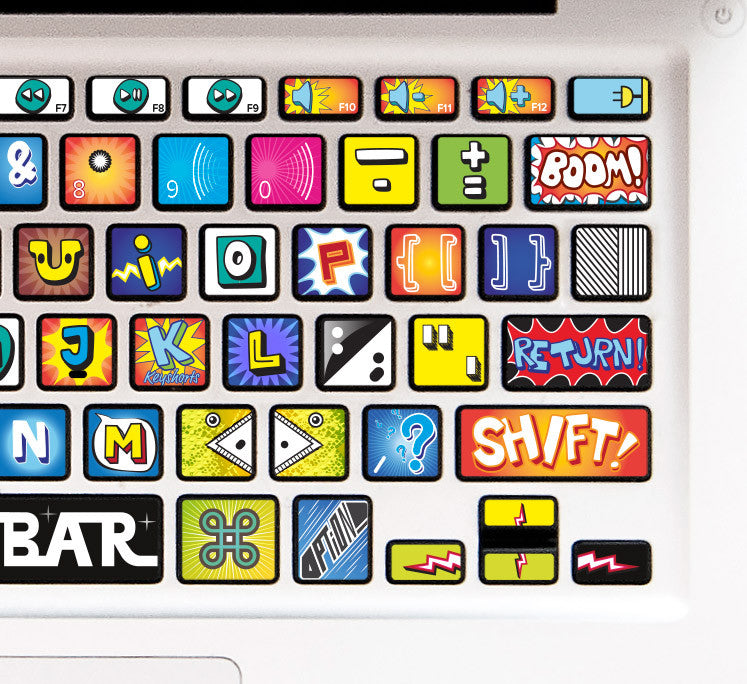 Comic Book MacBook Keyboard Decal at Keyshorts.com - 4