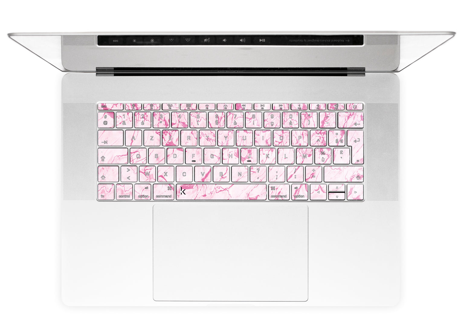 Complicated Pink MacBook Keyboard Stickers alternate French keyboard