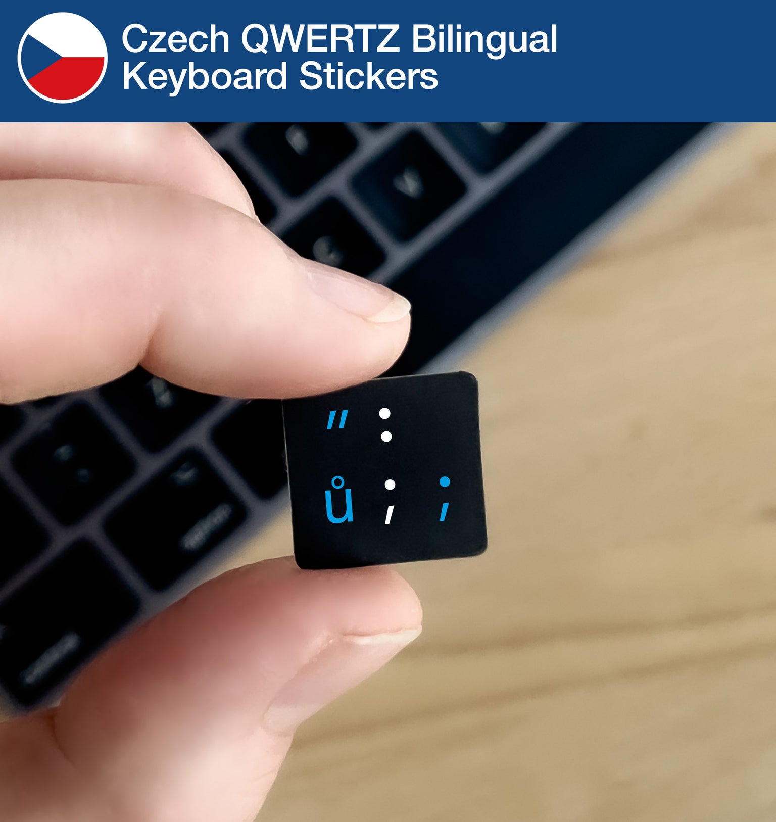 Czech (QWERTZ) Bilingual Keyboard Stickers with Czech layout