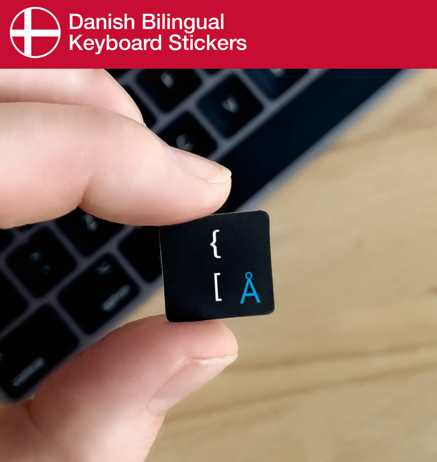 Danish Bilingual Keyboard Stickers