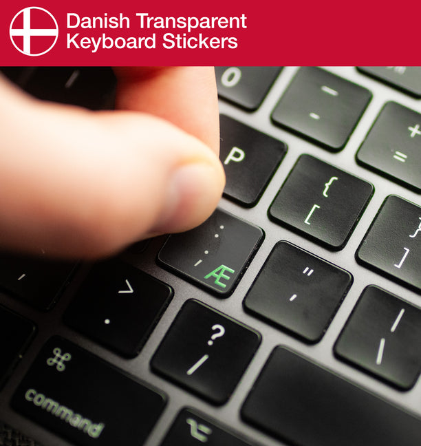 Danish Transparent Keyboard Stickers with Danish keyboard layout