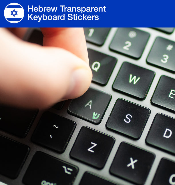 Hebrew Transparent Keyboard Stickers with Hebrew keyboard layout