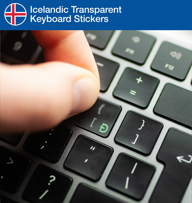 Icelandic Transparent Keyboard Stickers with Icelandic keyboard layout