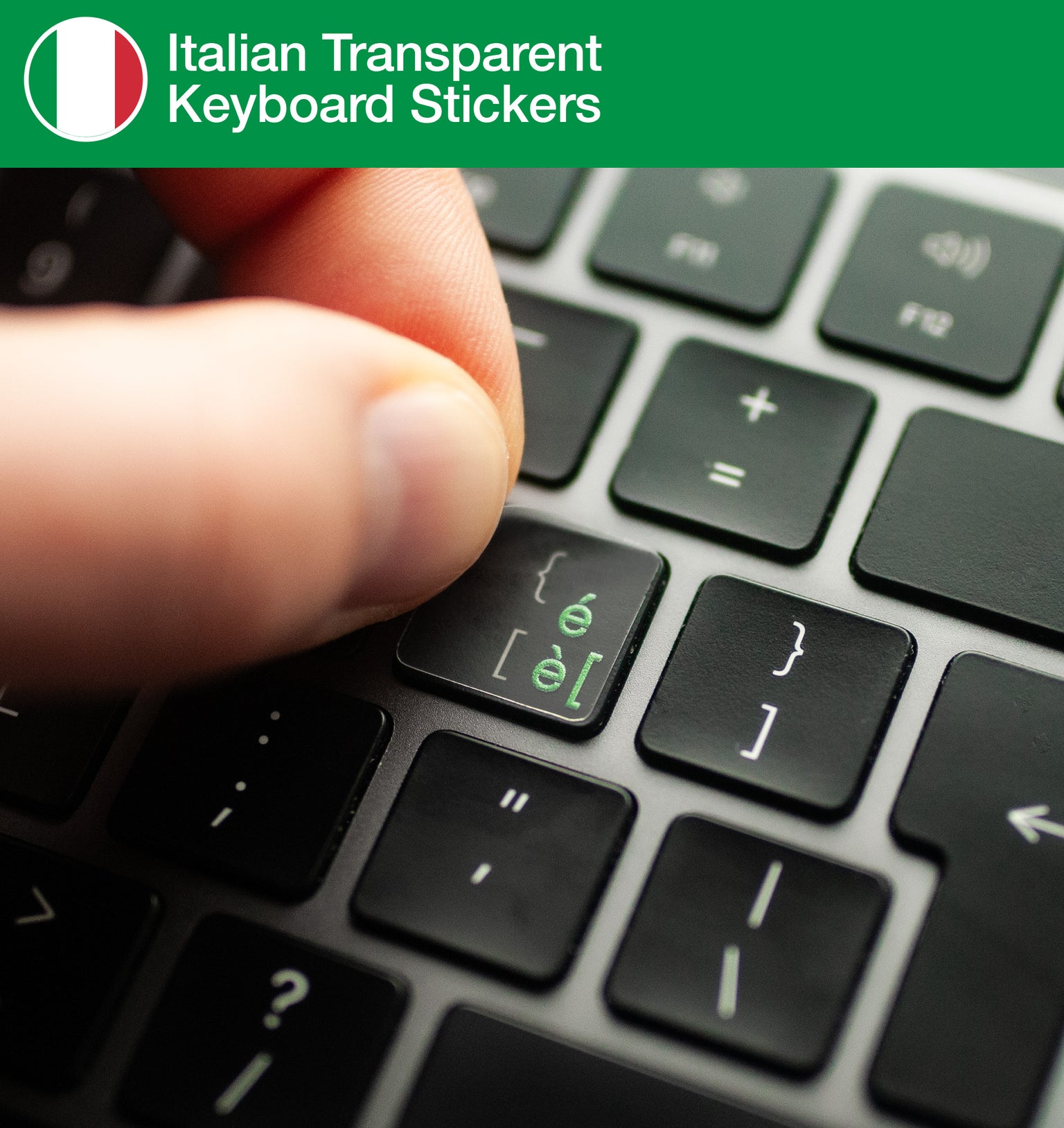 Italian Transparent Keyboard Stickers with Italian keyboard layout