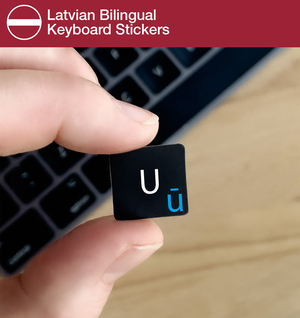 Latvian Bilingual Keyboard Stickers with Latvian layout