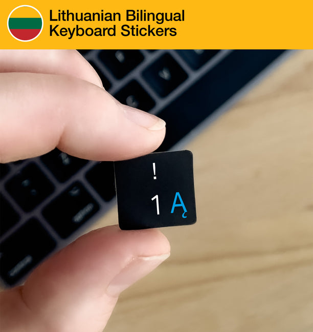 Lithuanian Bilingual Keyboard Stickers with Lithuanian layout