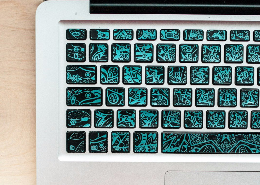 Turquoise metallic mandala MacBook keyboard stickers