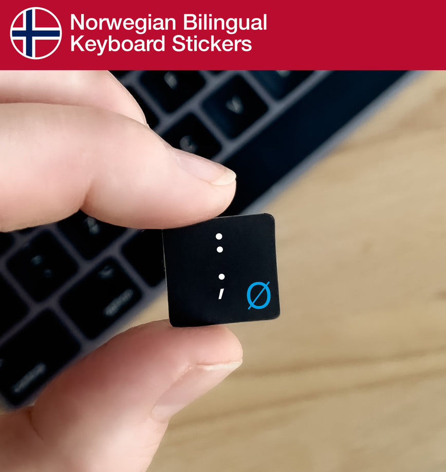 Norwegian Bilingual Keyboard Stickers with Norwegian layout