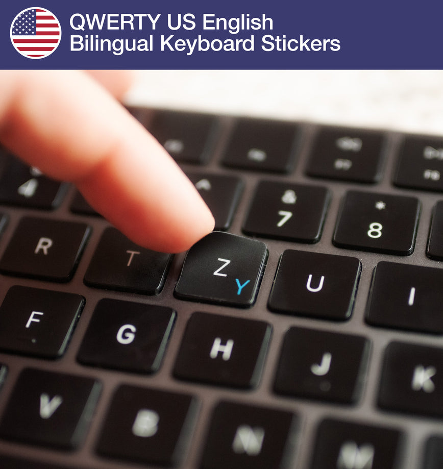 QWERTY (US English) Bilingual Keyboard Stickers with US English layout