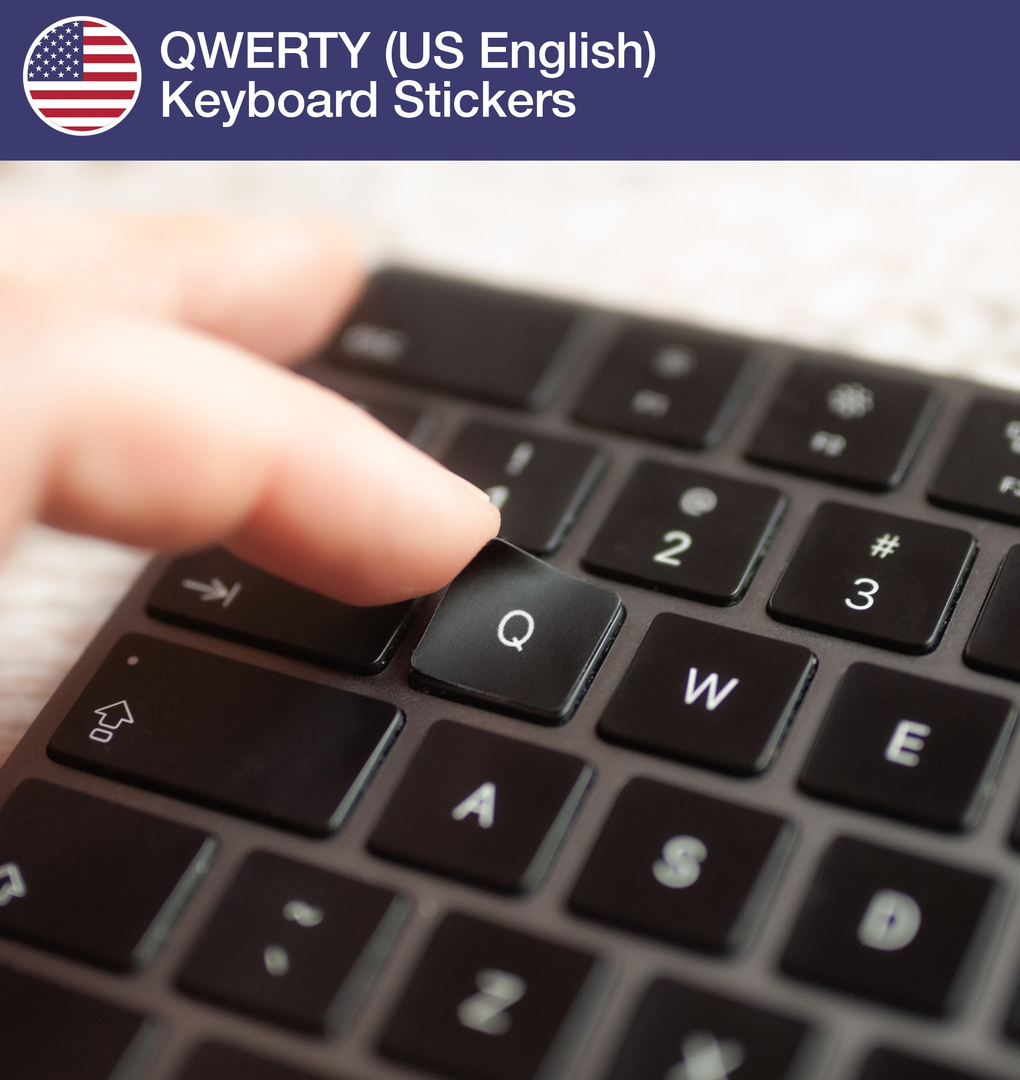 US English QWERTY keyboard stickers from Keyshorts