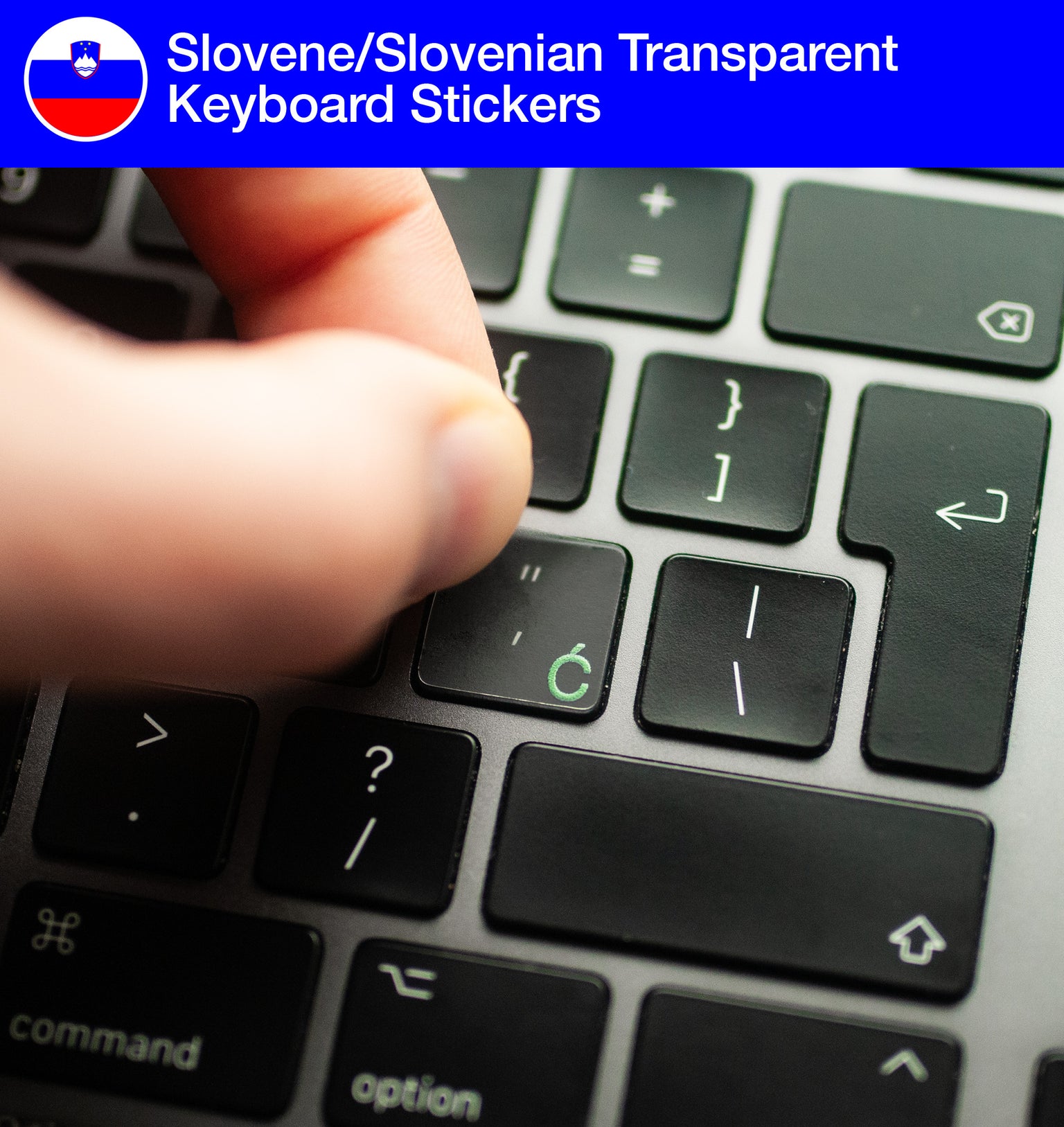 Slovene (Slovenian) Transparent Keyboard Stickers with Slovene keyboard layout