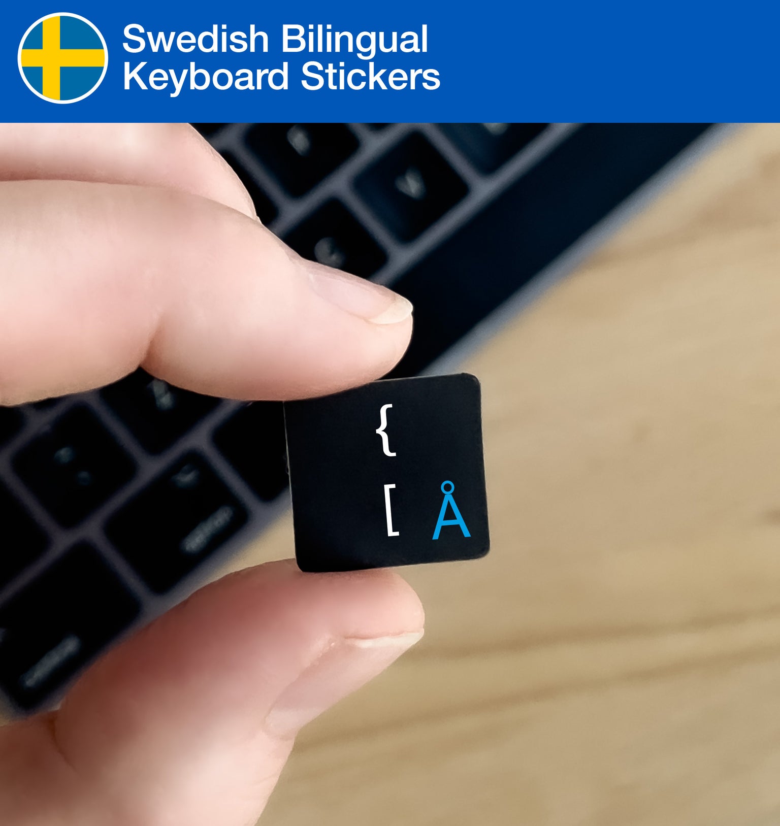 Swedish Bilingual Keyboard Stickers with Swedish layout