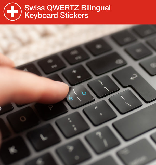 Swiss QWERTZ Bilingual Keyboard Stickers with Swiss layout