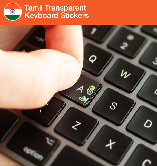 Tamil Transparent Keyboard Stickers with Tamil 99 layout