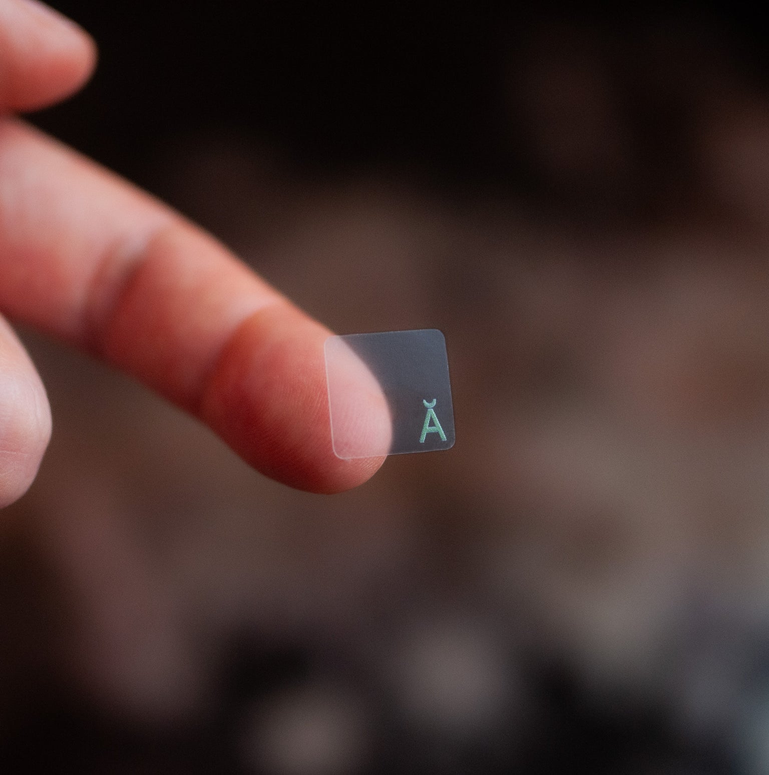 Belgian AZERTY Transparent Keyboard Stickers closeup