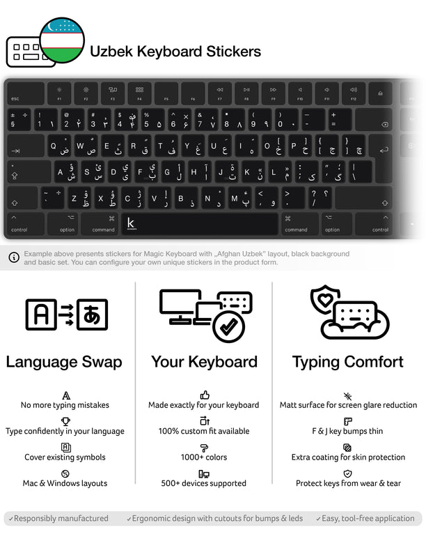 Uzbek Keyboard Stickers