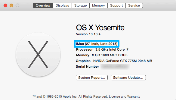 Mac OS X About this Mac window